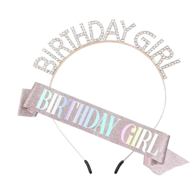 Birthday Girl  Tiara With Sash For Women BG5218-1 (12PC)