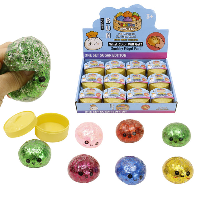 Mini Glitter Gel Bead Squishy Dumpling With Steamer SQ6606-3 (12PC)