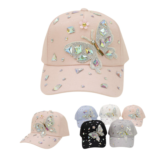 Bling Rhinestone Butterfly Baseball Cap HA6323-37 (12PC)