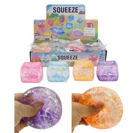 Iridescent Glitter Cube Maltose Putty Filled Squishy TY6327-11 (12PC)