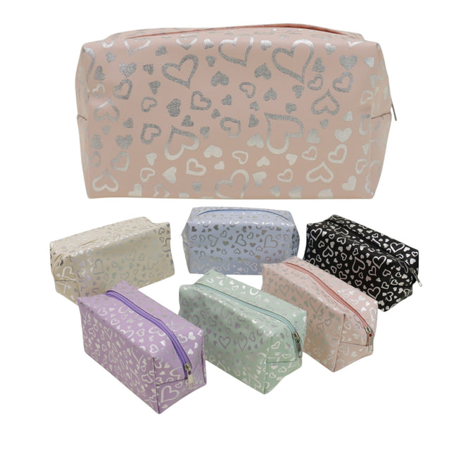 Silver Heart Printing Makeup Pouch JB51230-4 (12PC)