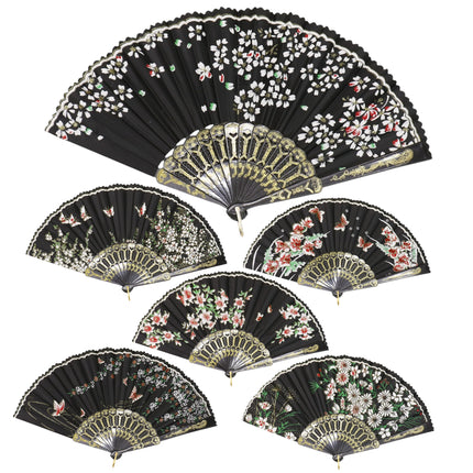 Butterfly Floral Gauzy Hand Held Folding Fan JF6323-14 (12PC)