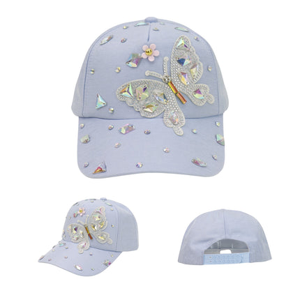 Bling Rhinestone Butterfly Baseball Cap HA6323-37 (12PC)