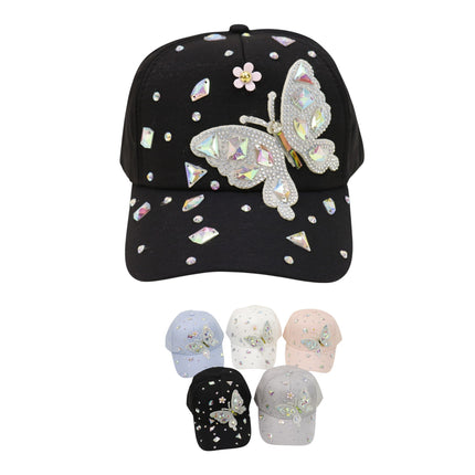 Bling Rhinestone Butterfly Baseball Cap HA6323-37 (12PC)