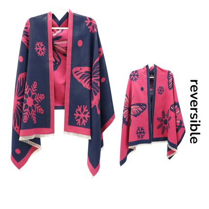 Cashmere Feel Winter Reversible Butterfly Snowflake patten Scarves SCF4902-2(12PC)