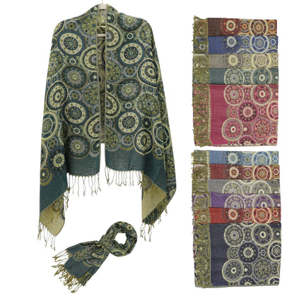 Metallic Pashmina Circle Pattern SCF3719-35 (12PC)