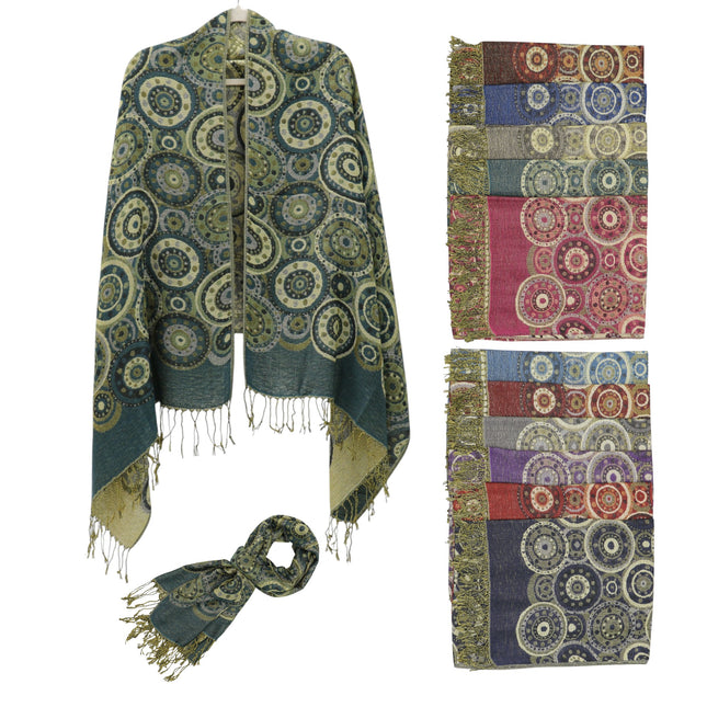 Metallic Pashmina Circle Pattern SCF3719-35 (12PC)