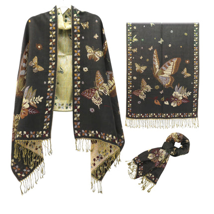 Metallic Pashmina Butterfly SCF4815-12 (12PC)