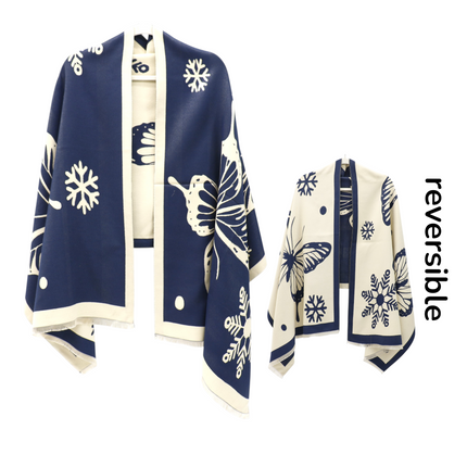 Cashmere Feel Winter Reversible Butterfly Snowflake patten Scarves SCF4902-2(12PC)