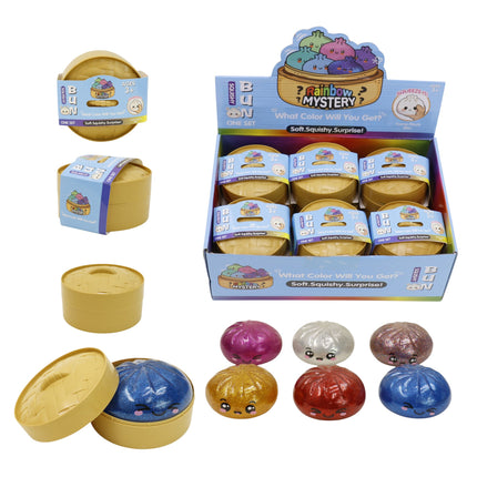 Rainbow Glitter Jiggly Bun Squishy Dumpling SS6505-4 (12PC)