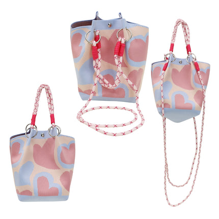 Heart Pattern Women's Knitted Bucket Bag JB6316-5 (12PC)