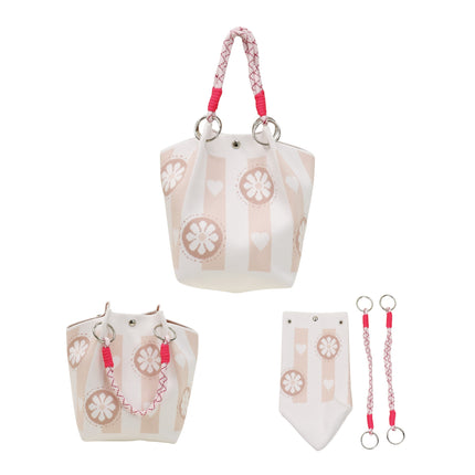 Heart and Floral Pattern Cord Strap Knitted Tote Bag BG6325-2 (3PC)
