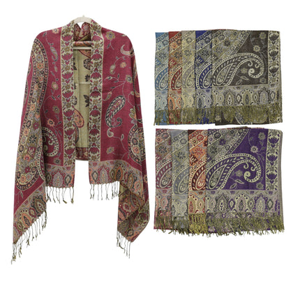 Metallic Pashmina Paisley Pattern SCF3719-30 (12PC)