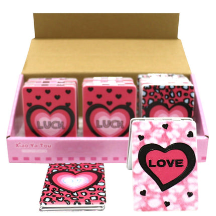 Love Hearts Matte Rectangular Compact Mirror JM5921-7 (12PC)