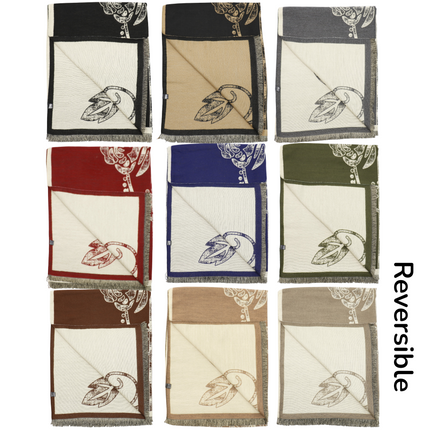 Cashmere Feel Winter Rose Pattern Reversible Scarf SCF5726-45(12PC)