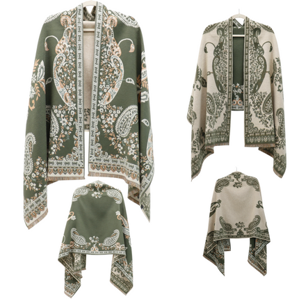 Cashmere Feel Winter Reversible Floral Paisley Scarves SCF5726-52 (12PC)