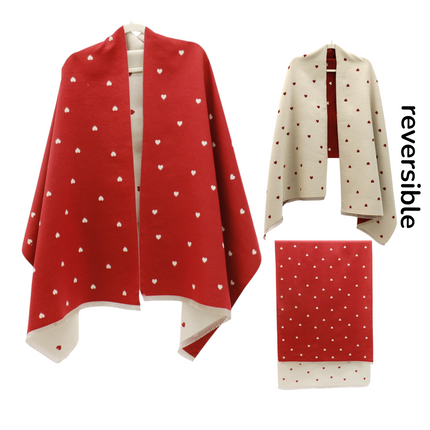 Cashmere Feel Winter Reversible Mini Heart Patten Scarves SCF5111-1 (12PC)