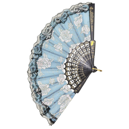 Rose Gold Glitter Lace Trim Hand Held Folding Fan FN4590A (12PC)