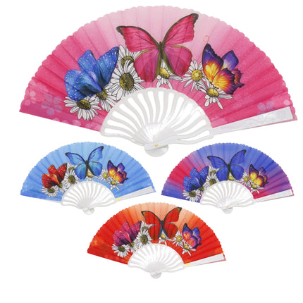 Butterfly Daisy Ombre Folding Hand Fan FN0373 (12PC)