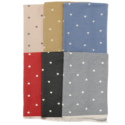 Cashmere Feel Winter Reversible Mini Heart Patten Scarves SCF5111-1 (12PC)