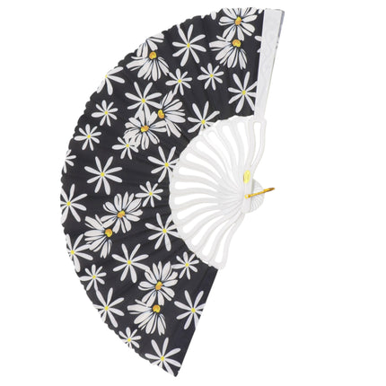 Flower Garden White Base Folding Hand Fan FN0458 (12PC)