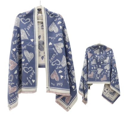 Cashmere Feel Winter Reversible Love N Heart Pattern Scarves SCF4827-23(12PC)