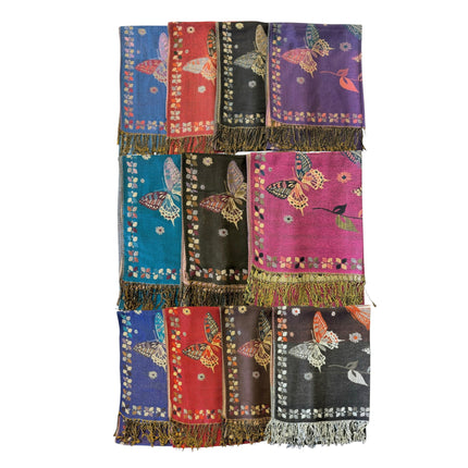 Metallic Pashmina Butterfly SCF4815-12 (12PC)