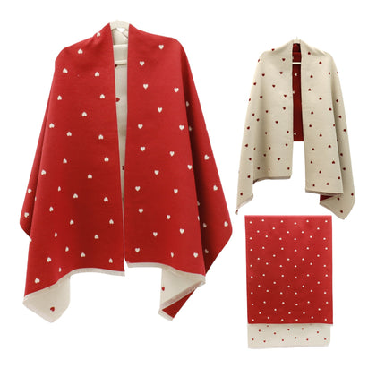 Cashmere Feel Winter Reversible Mini Heart Patten Scarves SCF5111-1 (12PC)