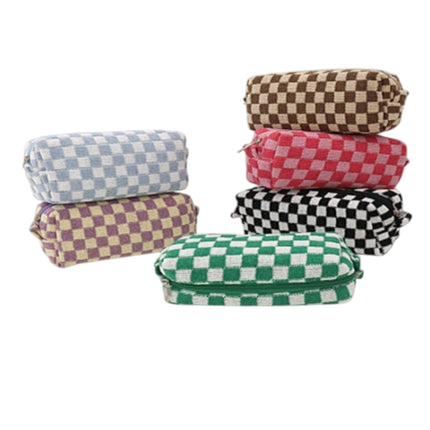 Check Fabric Vintage Guilted Makeup Pouch JB51230-2 (12PC)