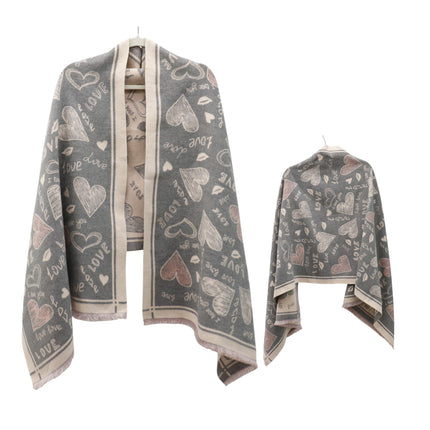 Cashmere Feel Winter Reversible Love N Heart Pattern Scarves SCF4827-23(12PC)
