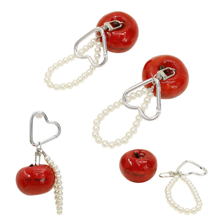 Cute Red Apple With Pearl Keychain and Bag Charm JK6413-2 (12)
