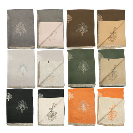Cashmere Feel Winter Reversible Lucky Tree patten  Scarves SCF1230-34(12PC)