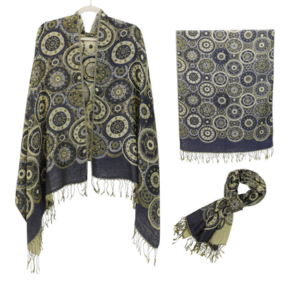 Metallic Pashmina Circle Pattern SCF3719-35 (12PC)