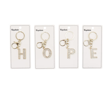 Rhinestone Alphabet Initial Letter Key Chain SS51011-32 (12PC)