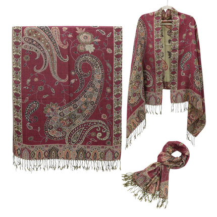 Metallic Pashmina Paisley Pattern SCF3719-30 (12PC)