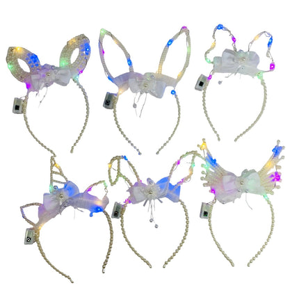 Led Animal Ear Light up Pearl Beads Headband JH5828-4 (12PC)