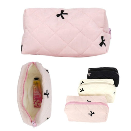 Ribbon Printing Quilted Fabric Makeup Pouch JB5526-3 (12PC)