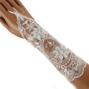 WEDDING GLOVE LACE UP FINGERLESS FLORAL 225 (12PC)