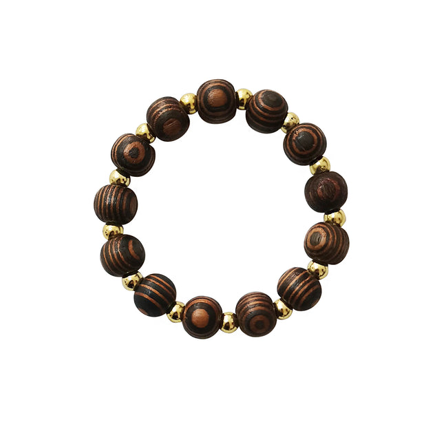 WOODEN BALL BRACELET 2908-18 (12PC)