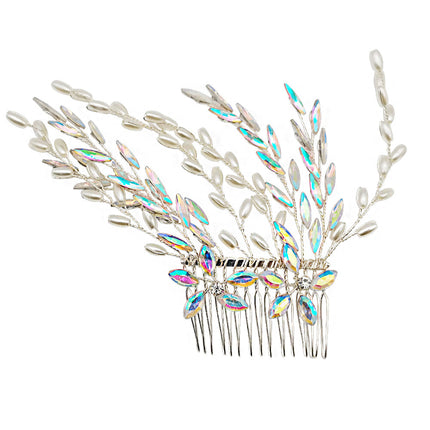 Pearl Crystal Decor Tiara Hair Comb CO111-51 (1PC)