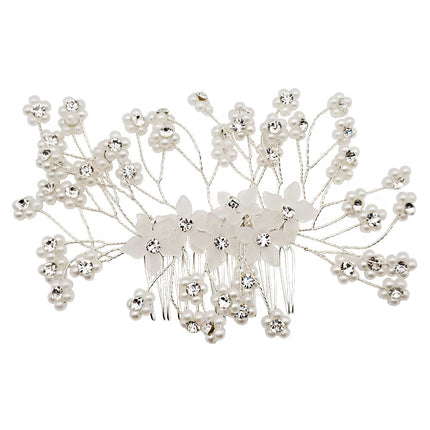 Pearl Flower Decor Tiara Hair Comb CO111-52 (1PC)