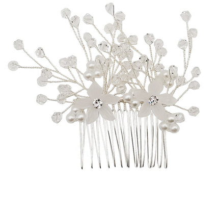 Pearl Flower Decor Tiara Hair Comb CO111-53 (1PC)