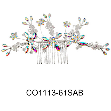 CRYSTAL FLOWER DECOR TIARA HAIR COMB CO1113-61 (1PC)