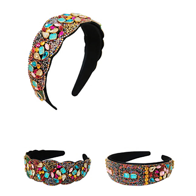 Multi Crystal Decor Vintage Styled Headband HB1011-62