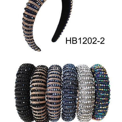 MULTI CRYSTAL BEADED HEADBAND HB1202-2 (12PC)