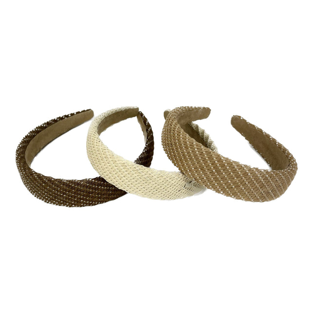 BOHO PLAIN RATTAN HEADBAND 1207-16 (12PC)