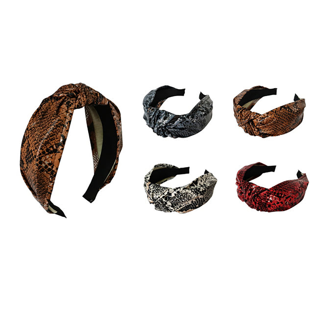 PU SNAKE PATTERN KNOT HEADBAND 1210-18 (12PC)