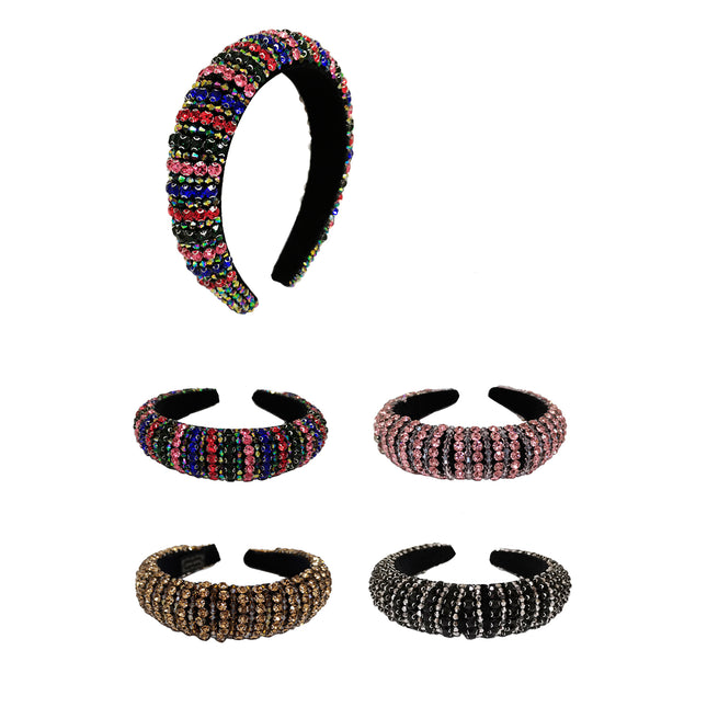Multi Crystal Decor Headband HB1218-15 (12PC)