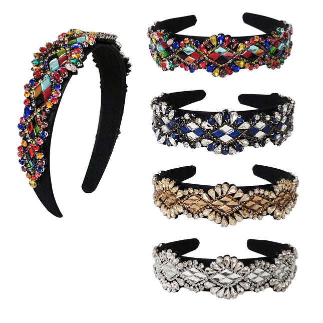 Multi Crystal Decor Headband HB1226-10 (12PC)