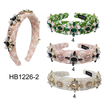 PEARL CRYSTAR DECOR TWEED HEADBAND HB1226-2 (12PC)
